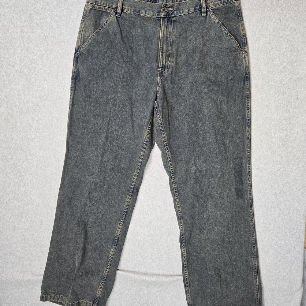 Express Men Jeans 38W/34L Gray Denim Baggy Wide Leg Worker Boot Y2K NWT